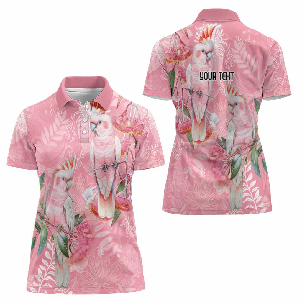 Personalised Galah Cockatoo Eucalyptus Flowers Women Polo Shirt Australian Breast Cancer Spirit - Aussie Hoodie
