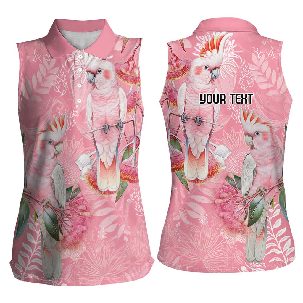 Personalised Galah Cockatoo Eucalyptus Flowers Women Sleeveless Polo Shirt Australian Breast Cancer Spirit - Aussie Hoodie