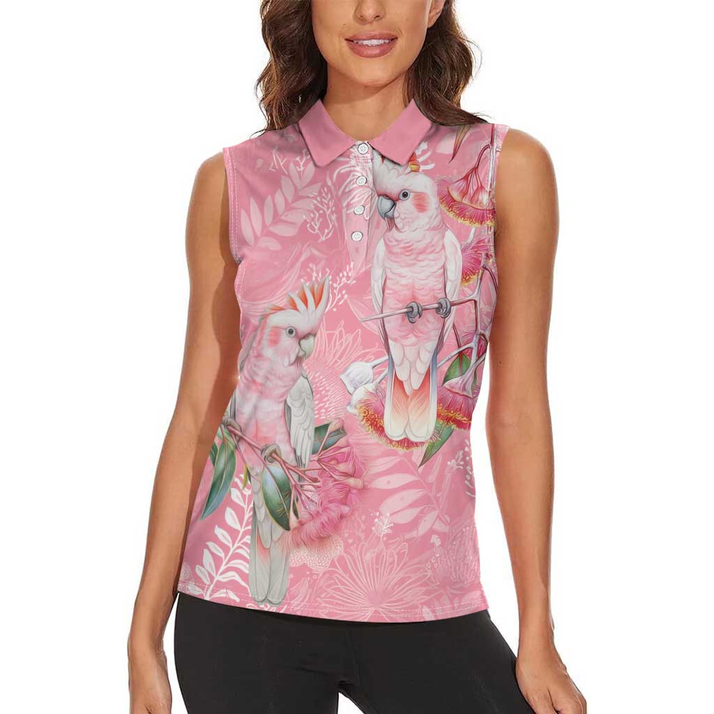 Personalised Galah Cockatoo Eucalyptus Flowers Women Sleeveless Polo Shirt Australian Breast Cancer Spirit - Aussie Hoodie