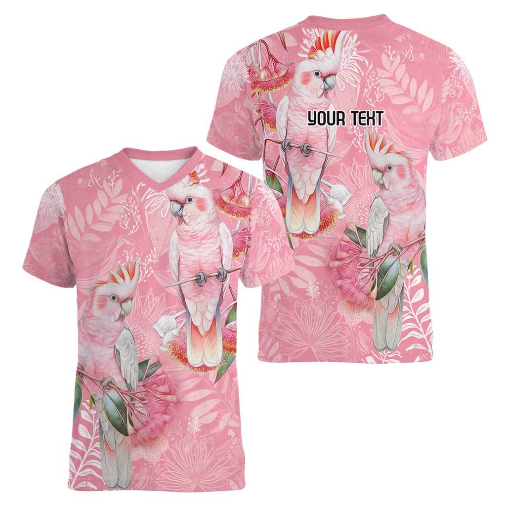 Personalised Galah Cockatoo Eucalyptus Flowers Women V-Neck T-Shirt Australian Breast Cancer Spirit - Aussie Hoodie