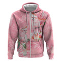 Personalised Galah Cockatoo Eucalyptus Flowers Zip Hoodie Australian Breast Cancer Spirit - Aussie Hoodie