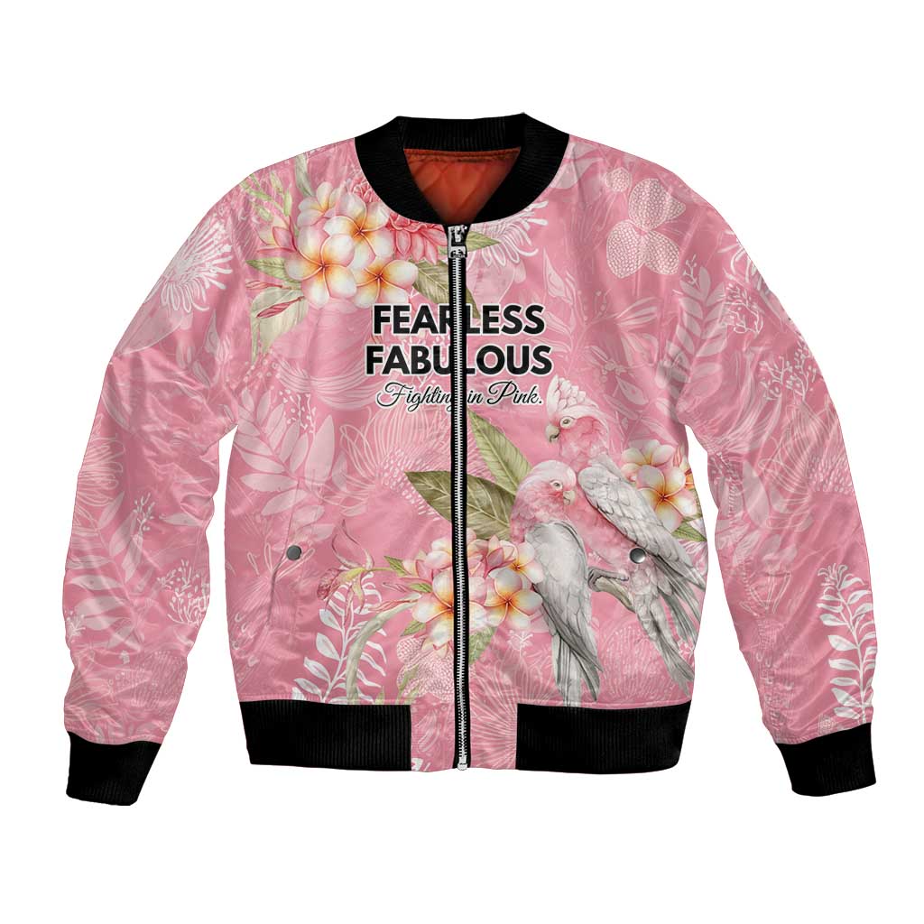 Personalised Galah Cockatoo Fighting in Pink Bomber Jacket Australian Breast Cancer Spirit - Aussie Hoodie