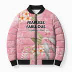 Personalised Galah Cockatoo Fighting in Pink Bomber Puffer Jacket Australian Breast Cancer Spirit - Aussie Hoodie