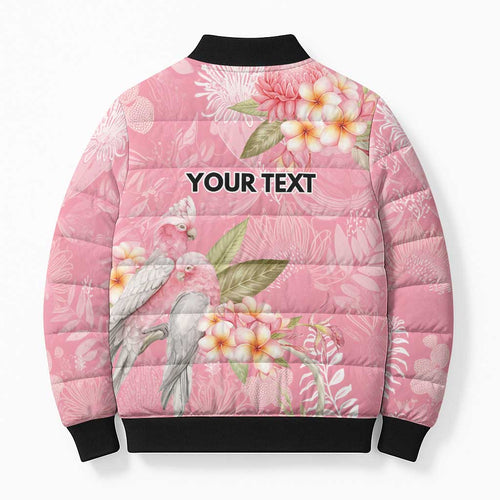 Personalised Galah Cockatoo Fighting in Pink Bomber Puffer Jacket Australian Breast Cancer Spirit - Aussie Hoodie