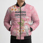 Personalised Galah Cockatoo Fighting in Pink Bomber Puffer Jacket Australian Breast Cancer Spirit - Aussie Hoodie