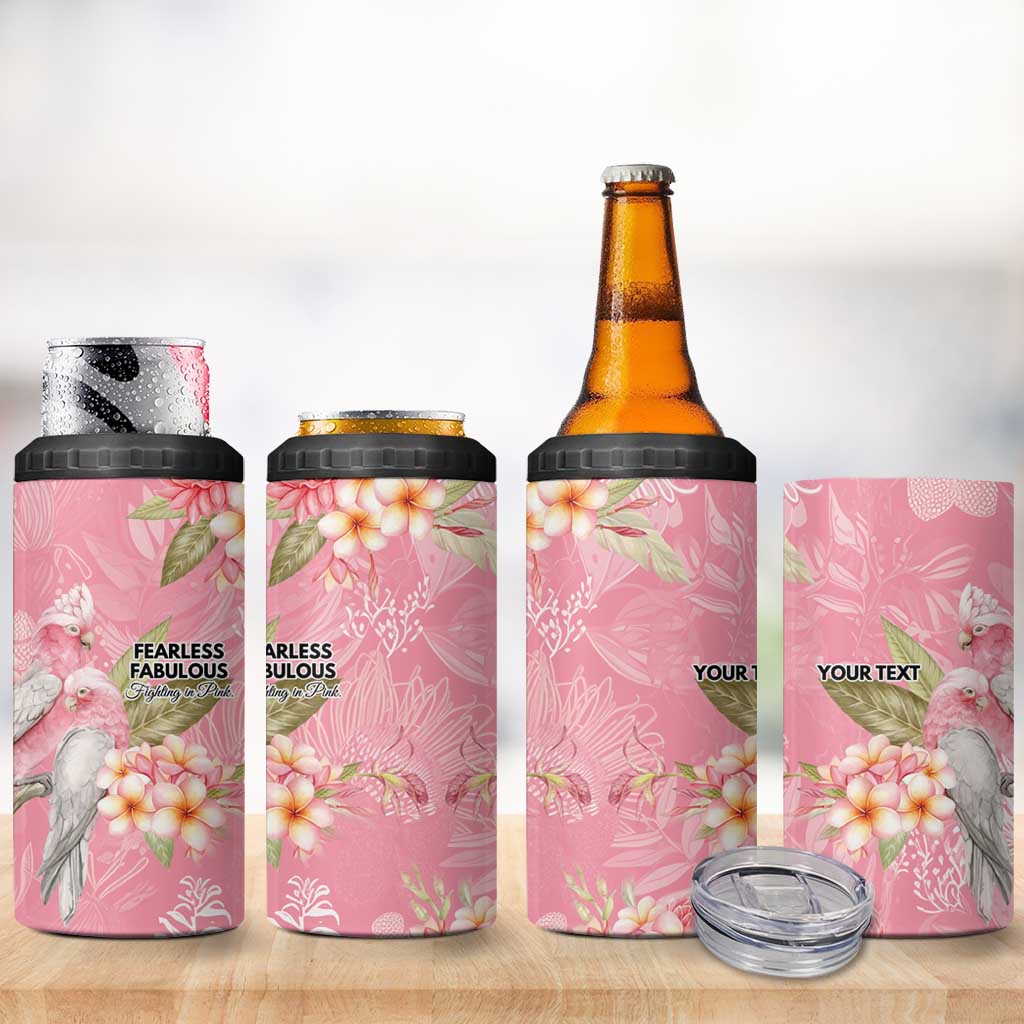 Personalised Galah Cockatoo Fighting in Pink 4 in 1 Can Cooler Tumbler Australian Breast Cancer Spirit - Aussie Hoodie