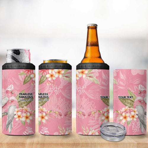 Personalised Galah Cockatoo Fighting in Pink 4 in 1 Can Cooler Tumbler Australian Breast Cancer Spirit - Aussie Hoodie