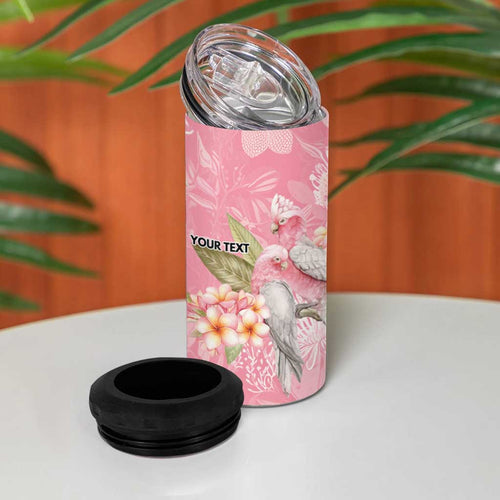 Personalised Galah Cockatoo Fighting in Pink 4 in 1 Can Cooler Tumbler Australian Breast Cancer Spirit - Aussie Hoodie