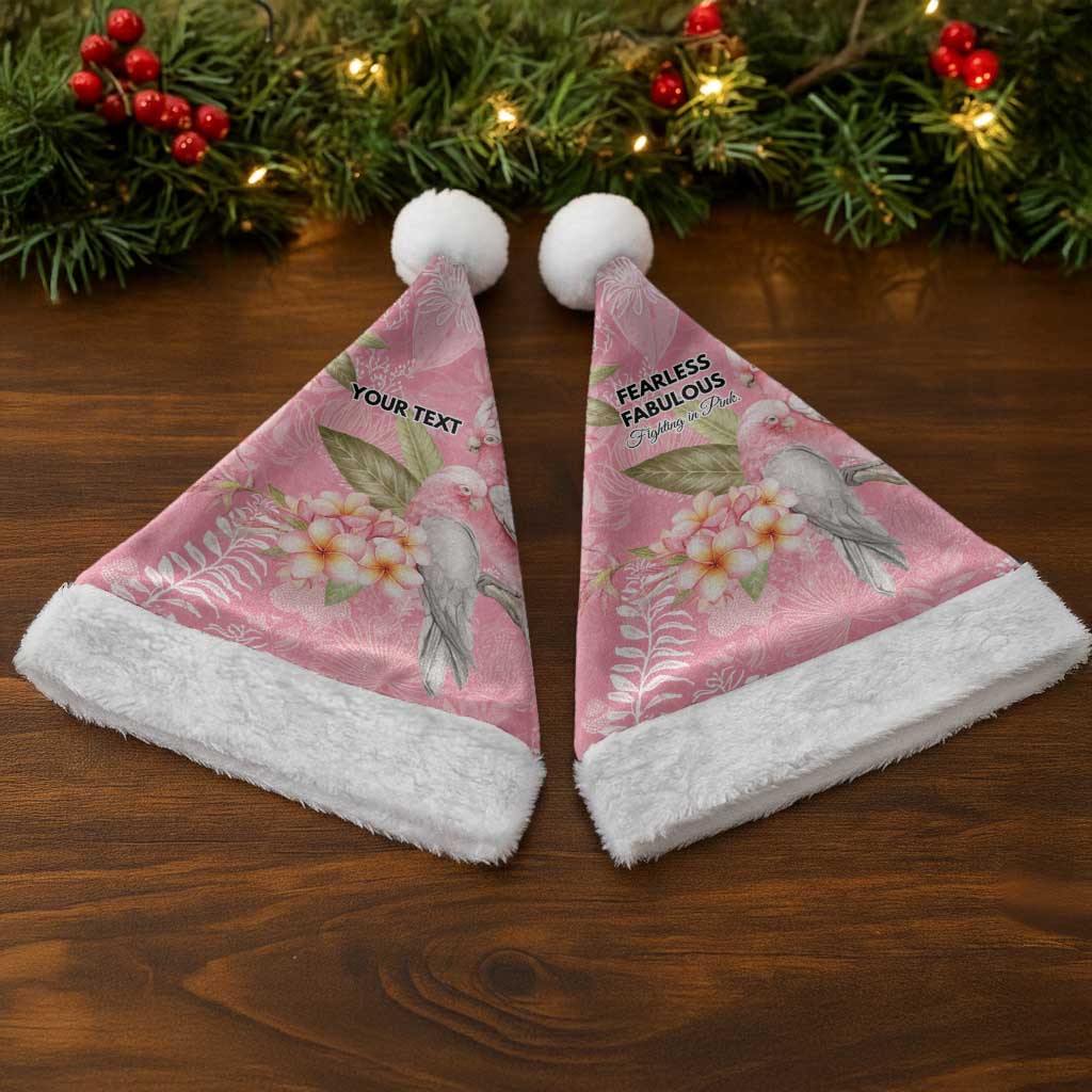 Personalised Galah Cockatoo Fighting in Pink Christmas Santa Hat Australian Breast Cancer Spirit - Aussie Hoodie