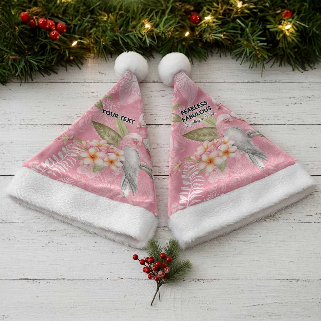Personalised Galah Cockatoo Fighting in Pink Christmas Santa Hat Australian Breast Cancer Spirit - Aussie Hoodie