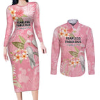 Personalised Galah Cockatoo Fighting in Pink Couples Matching Long Sleeve Bodycon Dress and Long Sleeve Button Shirt Australian Breast Cancer Spirit - Aussie Hoodie