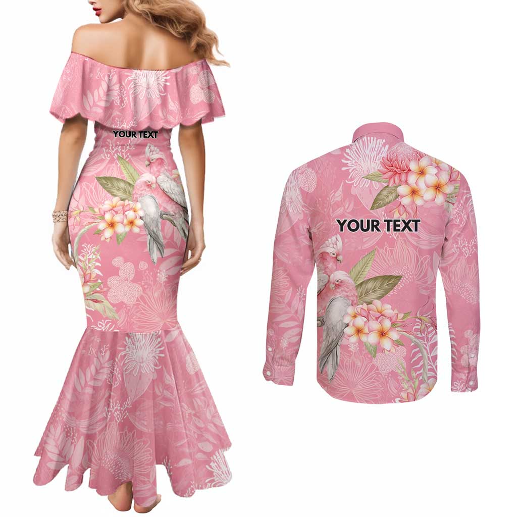 Personalised Galah Cockatoo Fighting in Pink Couples Matching Mermaid Dress and Long Sleeve Button Shirt Australian Breast Cancer Spirit - Aussie Hoodie