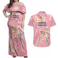 Personalised Galah Cockatoo Fighting in Pink Couples Matching Off Shoulder Maxi Dress and Hawaiian Shirt Australian Breast Cancer Spirit - Aussie Hoodie