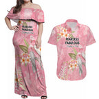 Personalised Galah Cockatoo Fighting in Pink Couples Matching Off Shoulder Maxi Dress and Hawaiian Shirt Australian Breast Cancer Spirit - Aussie Hoodie