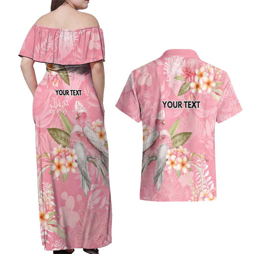 Personalised Galah Cockatoo Fighting in Pink Couples Matching Off Shoulder Maxi Dress and Hawaiian Shirt Australian Breast Cancer Spirit - Aussie Hoodie