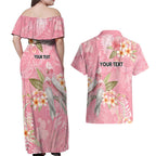 Personalised Galah Cockatoo Fighting in Pink Couples Matching Off Shoulder Maxi Dress and Hawaiian Shirt Australian Breast Cancer Spirit - Aussie Hoodie