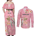Personalised Galah Cockatoo Fighting in Pink Couples Matching Off Shoulder Maxi Dress and Long Sleeve Button Shirt Australian Breast Cancer Spirit - Aussie Hoodie
