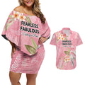 Personalised Galah Cockatoo Fighting in Pink Couples Matching Off Shoulder Short Dress and Hawaiian Shirt Australian Breast Cancer Spirit - Aussie Hoodie