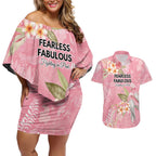 Personalised Galah Cockatoo Fighting in Pink Couples Matching Off Shoulder Short Dress and Hawaiian Shirt Australian Breast Cancer Spirit - Aussie Hoodie