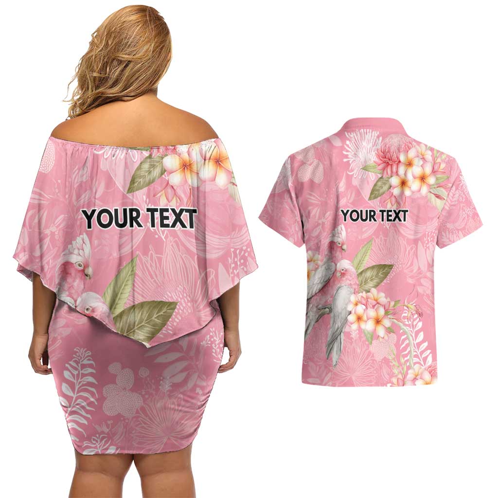 Personalised Galah Cockatoo Fighting in Pink Couples Matching Off Shoulder Short Dress and Hawaiian Shirt Australian Breast Cancer Spirit - Aussie Hoodie