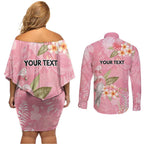 Personalised Galah Cockatoo Fighting in Pink Couples Matching Off Shoulder Short Dress and Long Sleeve Button Shirt Australian Breast Cancer Spirit - Aussie Hoodie