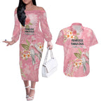 Personalised Galah Cockatoo Fighting in Pink Couples Matching Off The Shoulder Long Sleeve Dress and Hawaiian Shirt Australian Breast Cancer Spirit - Aussie Hoodie