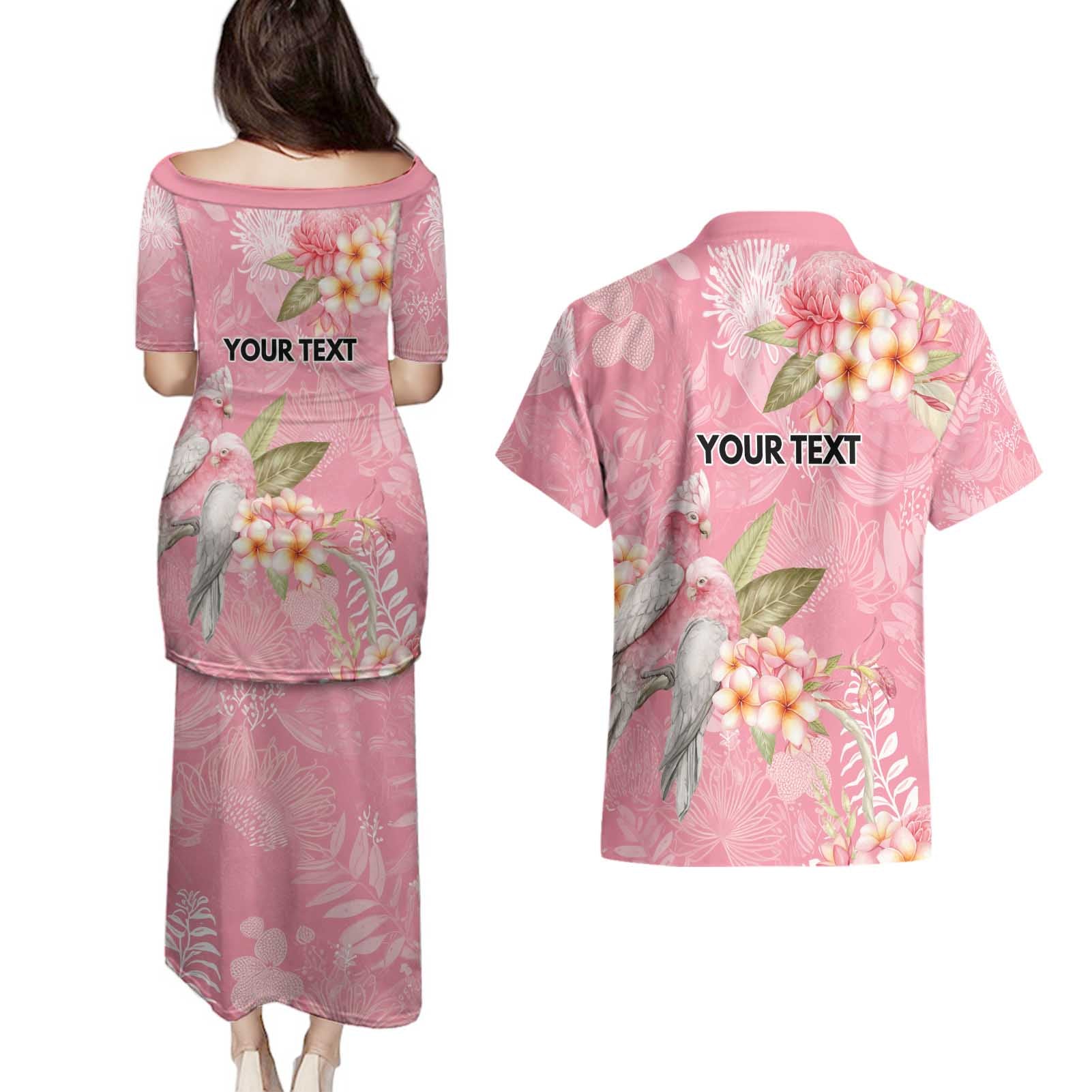 Personalised Galah Cockatoo Fighting in Pink Couples Matching Puletasi and Hawaiian Shirt Australian Breast Cancer Spirit - Aussie Hoodie