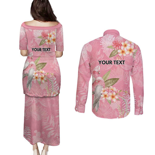 Personalised Galah Cockatoo Fighting in Pink Couples Matching Puletasi and Long Sleeve Button Shirt Australian Breast Cancer Spirit - Aussie Hoodie