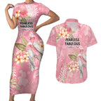 Personalised Galah Cockatoo Fighting in Pink Couples Matching Short Sleeve Bodycon Dress and Hawaiian Shirt Australian Breast Cancer Spirit - Aussie Hoodie