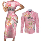 Personalised Galah Cockatoo Fighting in Pink Couples Matching Short Sleeve Bodycon Dress and Long Sleeve Button Shirt Australian Breast Cancer Spirit - Aussie Hoodie