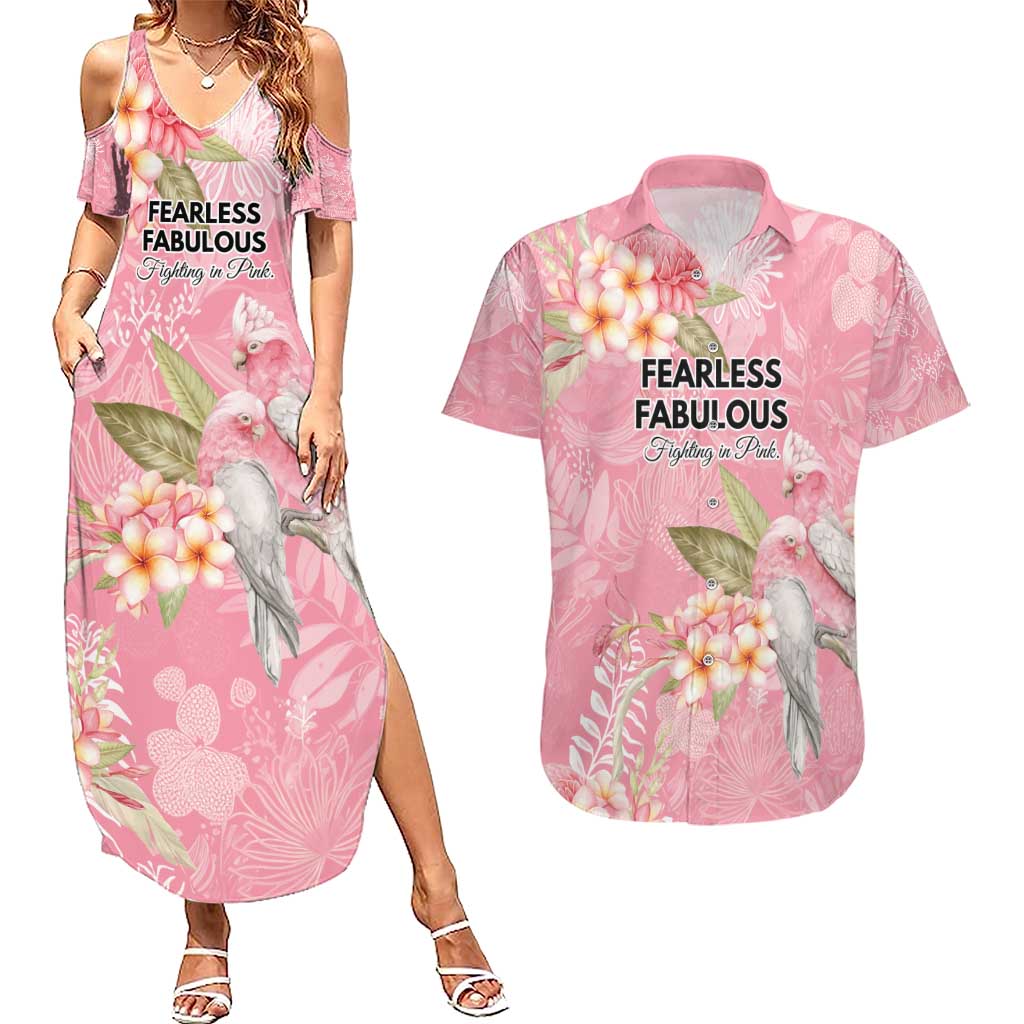 Personalised Galah Cockatoo Fighting in Pink Couples Matching Summer Maxi Dress and Hawaiian Shirt Australian Breast Cancer Spirit - Aussie Hoodie