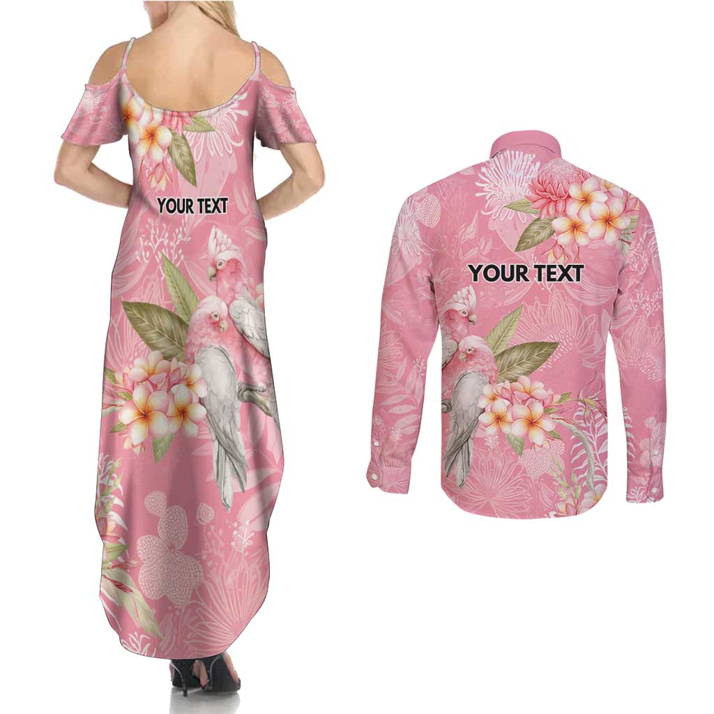 Personalised Galah Cockatoo Fighting in Pink Couples Matching Summer Maxi Dress and Long Sleeve Button Shirt Australian Breast Cancer Spirit - Aussie Hoodie