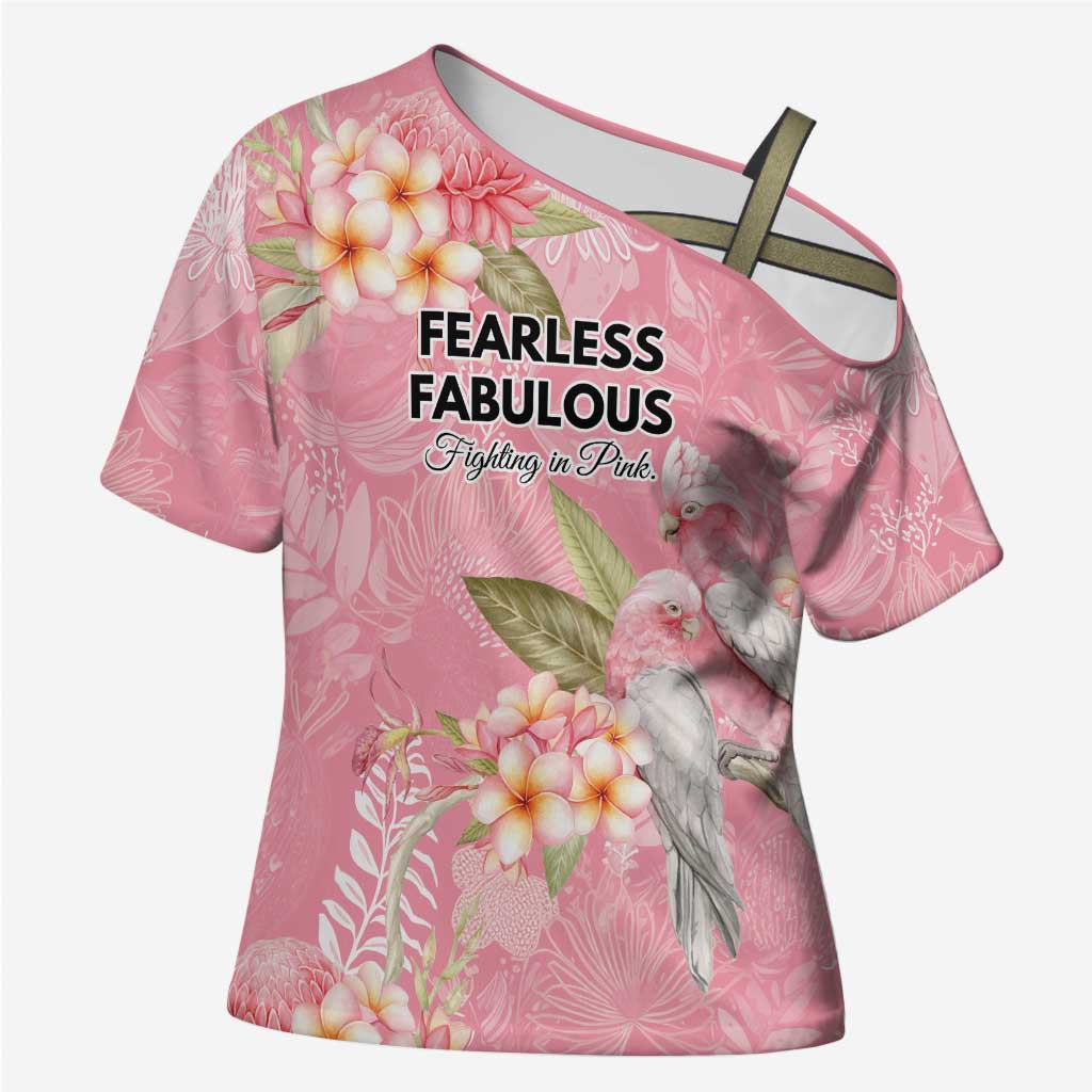 Personalised Galah Cockatoo Fighting in Pink Cross Shoulder Shirt Australian Breast Cancer Spirit - Aussie Hoodie