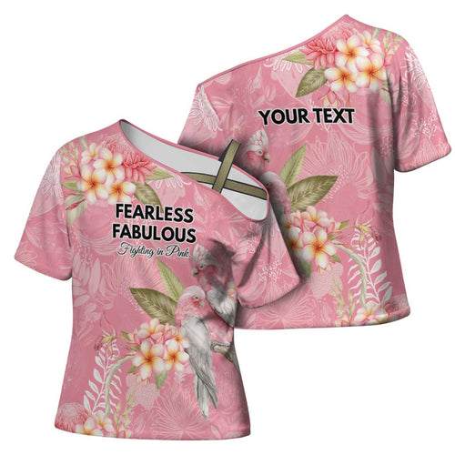 Personalised Galah Cockatoo Fighting in Pink Cross Shoulder Shirt Australian Breast Cancer Spirit - Aussie Hoodie