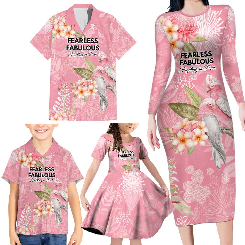 Personalised Galah Cockatoo Fighting in Pink Family Matching Long Sleeve Bodycon Dress and Hawaiian Shirt Australian Breast Cancer Spirit - Aussie Hoodie