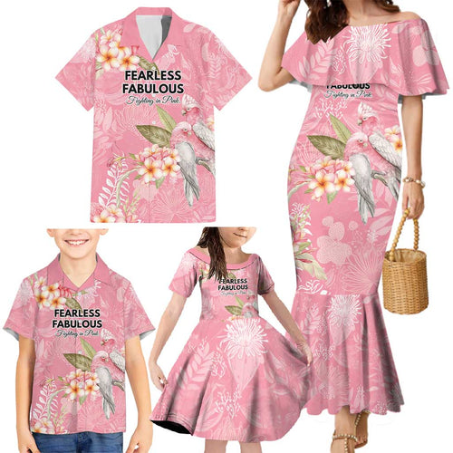 Personalised Galah Cockatoo Fighting in Pink Family Matching Mermaid Dress and Hawaiian Shirt Australian Breast Cancer Spirit - Aussie Hoodie