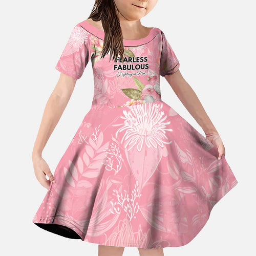 Personalised Galah Cockatoo Fighting in Pink Family Matching Off The Shoulder Long Sleeve Dress and Hawaiian Shirt Australian Breast Cancer Spirit - Aussie Hoodie