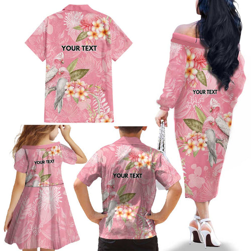 Personalised Galah Cockatoo Fighting in Pink Family Matching Off The Shoulder Long Sleeve Dress and Hawaiian Shirt Australian Breast Cancer Spirit - Aussie Hoodie