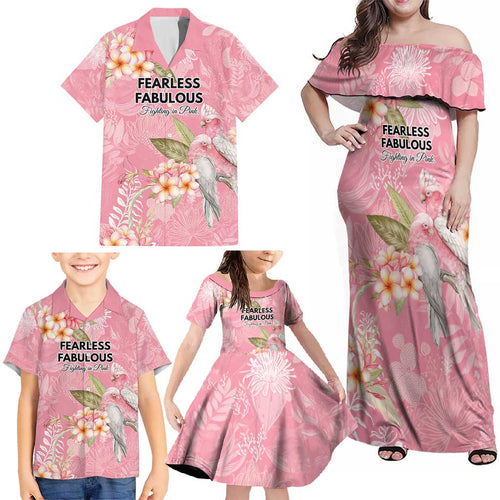 Personalised Galah Cockatoo Fighting in Pink Family Matching Off Shoulder Maxi Dress and Hawaiian Shirt Australian Breast Cancer Spirit - Aussie Hoodie