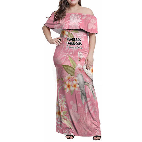 Personalised Galah Cockatoo Fighting in Pink Family Matching Off Shoulder Maxi Dress and Hawaiian Shirt Australian Breast Cancer Spirit - Aussie Hoodie