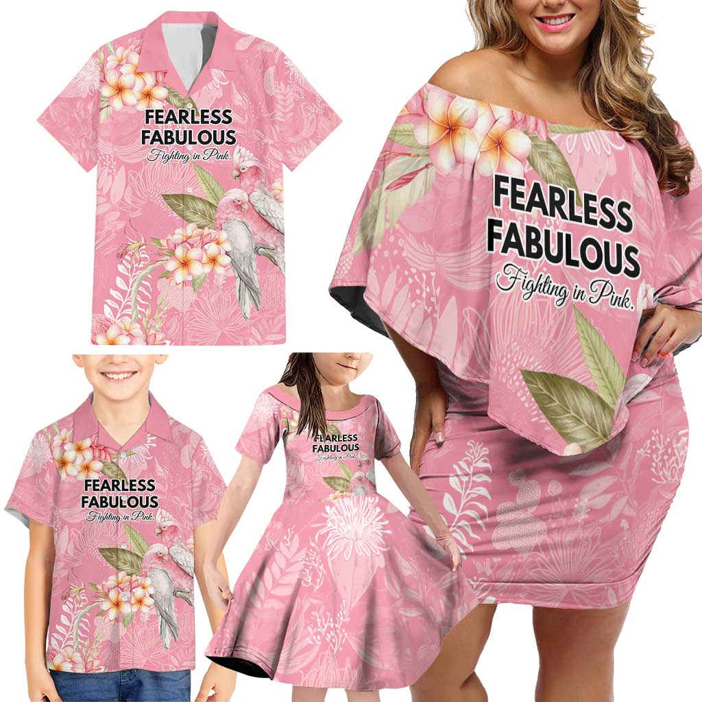 Personalised Galah Cockatoo Fighting in Pink Family Matching Off Shoulder Short Dress and Hawaiian Shirt Australian Breast Cancer Spirit - Aussie Hoodie
