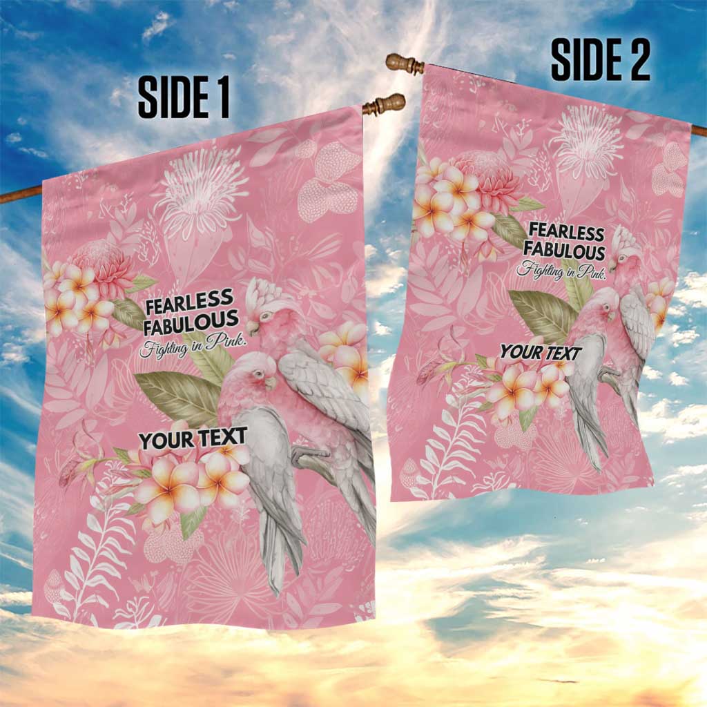 Personalised Galah Cockatoo Fighting in Pink Garden Flag Australian Breast Cancer Spirit - Aussie Hoodie