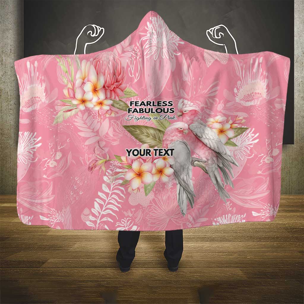 Personalised Galah Cockatoo Fighting in Pink Hooded Blanket Australian Breast Cancer Spirit - Aussie Hoodie