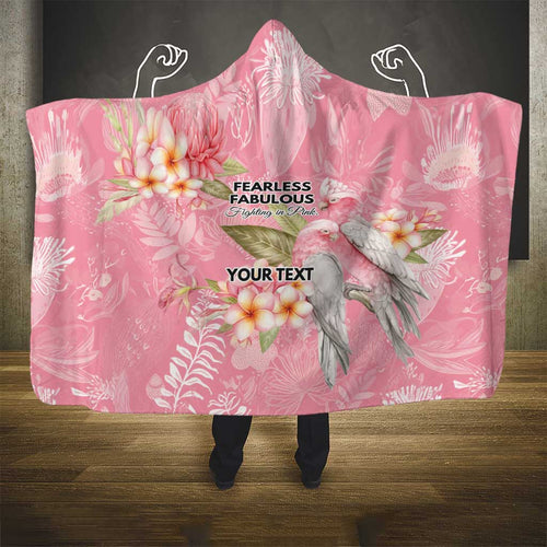 Personalised Galah Cockatoo Fighting in Pink Hooded Blanket Australian Breast Cancer Spirit - Aussie Hoodie