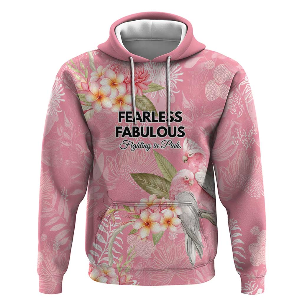 Personalised Galah Cockatoo Fighting in Pink Hoodie Australian Breast Cancer Spirit - Aussie Hoodie