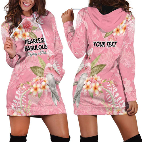 Personalised Galah Cockatoo Fighting in Pink Hoodie Dress Australian Breast Cancer Spirit - Aussie Hoodie