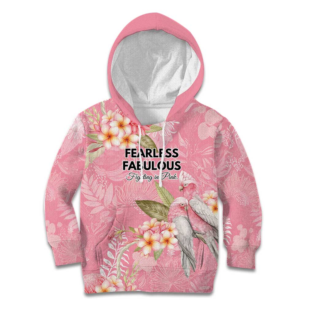 Personalised Galah Cockatoo Fighting in Pink Kid Hoodie Australian Breast Cancer Spirit - Aussie Hoodie