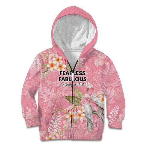 Personalised Galah Cockatoo Fighting in Pink Kid Hoodie Australian Breast Cancer Spirit - Aussie Hoodie