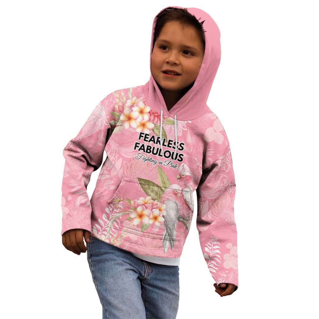 Personalised Galah Cockatoo Fighting in Pink Kid Hoodie Australian Breast Cancer Spirit - Aussie Hoodie