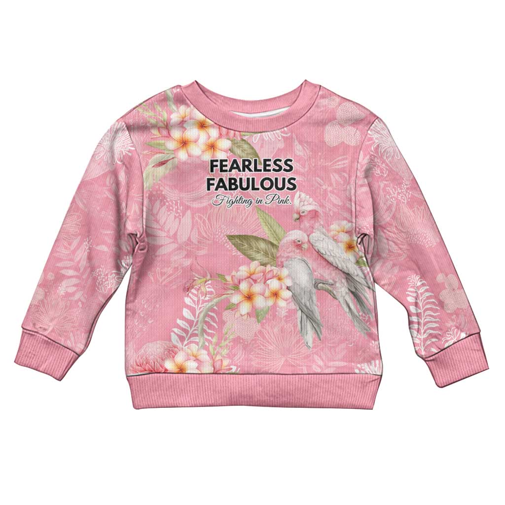 Personalised Galah Cockatoo Fighting in Pink Kid Ugly Christmas Sweater Australian Breast Cancer Spirit - Aussie Hoodie